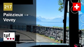 4K 🇨🇭 Cab Ride TPF FRIBOURG BUS  217 Palézieux → Vevey  MercedesBenz Citaro C2 G Hybrid [upl. by Ronica]