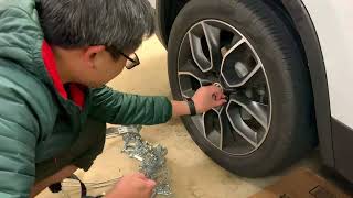 Konig Ksummit XL XXL selftensioning snow chains  how to guide [upl. by Akahs24]