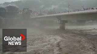 India floods Annual monsoon rains cause heavy flooding in parts of northern region [upl. by Klayman]