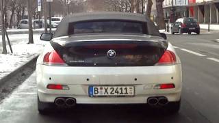 BMW 650i Cabrio AC Schnitzer Tuning drives in the City  E63 M6 sound exhaust Convertible [upl. by Christan]