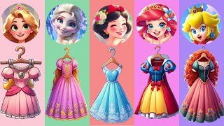 DIY Paper Game ディズニープリンセス Disney Princess Wong Dresses Game👗Elsa Rapunzel Ariel asmr エルサ [upl. by Nirroc646]