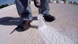 High solids silicone pull test Roof restoration preparation [upl. by Landel]