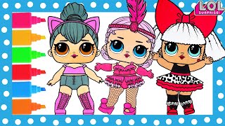 LOL Surprise Dolls Coloring Book Pages Kitty Queen Showbaby Diva Surprise  HAPPILY SNOWBALL [upl. by Yesor546]