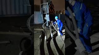 The process of tying wire rope to crane hook [upl. by Maillij]