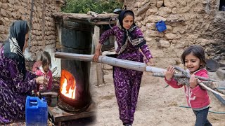 From the cold of winter to the warmth of the house installation of a heater by a nomadic woman [upl. by Anaujal]