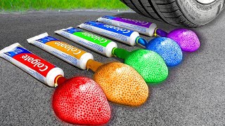 Experiment Car vs Giant Color Toothpaste amp Crushing Soft Crunchy Things with Car [upl. by Ardnama851]