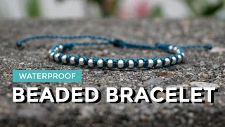 DIY Waterproof Beaded Square Knot Bracelet [upl. by Allesor57]