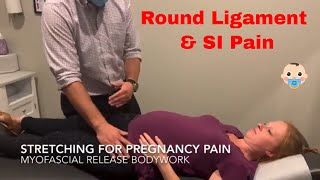 Pregnancy Round Ligament amp SI Joint Pain Relieved by Chiropractic Adjustment Stretching amp Bodywork [upl. by Aglo]