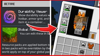 View Your Armor And Tools Durability  Now its Easier To Play Minecraft  Durability Viewer Addon [upl. by Gasser]