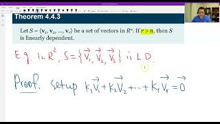 Theorem 443 A Linearly Dependent Set of Vectors [upl. by Shevlo]