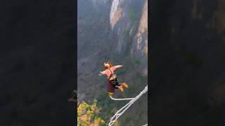 张家杰大 Can yon glass bridge bungee is the heartbeat EXTREMESPORTS  part 3 trending real shorts [upl. by Yawnoc]