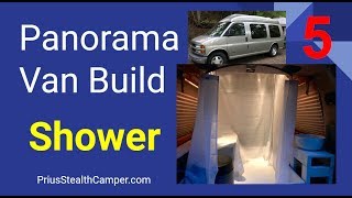 Shower  Panorama Camper Van Conversion Build Tour Chevy Express Bathroom [upl. by Ttenaej607]