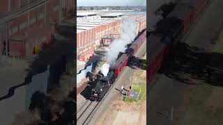 Steam Train K183 pushes past the SPC Factory in Shepparton Australia train history [upl. by Orgalim]