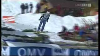 Planica 2009  Simon Ammann 233m Fall [upl. by Ziegler]