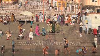 Holy Bath at the Ganga river in Varanasi India [upl. by Bobbye]