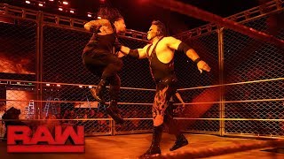 Kane Returns Roman Reigns vs Braun Strowman  Steel Cage Match Raw Oct 16 2017 [upl. by Cates]