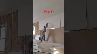 hanging drywall construction drywaller homeimprovement drywalling [upl. by Leunamne703]