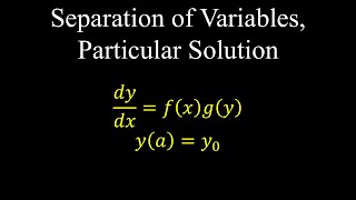 Separation of Variables Particular Solution Differential Equations  Calculus [upl. by Mallory]