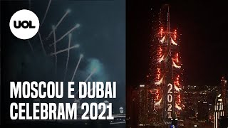 Moscou e Dubai celebram a chegada de 2021 [upl. by Butler]