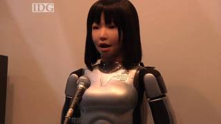 CEATEC The HRP4C robot sings a song with Yamahas Vocaloid [upl. by Tori610]