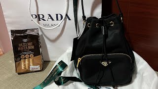 Prada Duet ReNylon Bucket Bag Unboxing simple video [upl. by Alyakem]