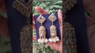 DIY Earrings with Waste Material🤩❤️ Kundan stone Earrings shorts trending earrings viralshorts [upl. by Eliam]