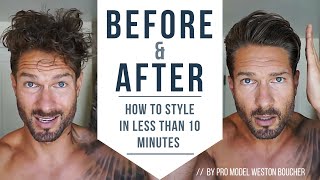 How To Style Men’s Hair Like A Pro In Less Than 10 Minutes  Hairstyle Tips by LA Model [upl. by Joli]