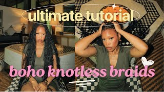 boho braids hair tutorial 2024  DETAILED  knotless style [upl. by Alemac670]