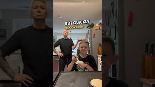 Hilarious Pancake Tossing Game Between Mom and Son 🥞 🤣 [upl. by Fugere]