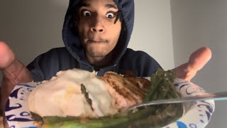 Fish with Mashed Potatoes amp Garlic Parmesan Asparagus Mukbang [upl. by Akkina]