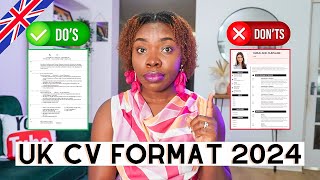 How To Write A CV In UK Format 2024  FREE UK CV Template  Checklist [upl. by Nykal]