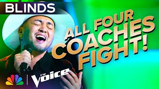 Sofronio Vasquezs Dazzling Voice Gets an INSTANT FourChair Turn  The Voice Blind Auditions  NBC [upl. by Notned]