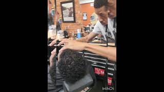 Synchronizeswimr Philly cut temp fade beard curly top barber 360waves [upl. by Eryt]