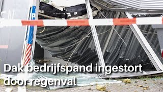 Dak bedrijfspand ingestort door regenval [upl. by Hobard]