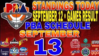 pba standings today September 12 2024  games results  games schedule September 13 2024 [upl. by Medea]