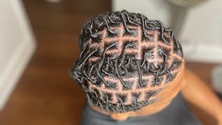 Starter loc Retwist  First Retwist  how to style locs  barrel rolls tutorial [upl. by Jarietta]