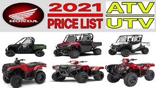 HONDA ATV UTV PRICE LIST 2021 [upl. by Pentheas]