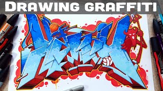 Drawing graffiti with markers 4  Graffiti Art tutorial  Promarker drawing [upl. by Nimajaneb]