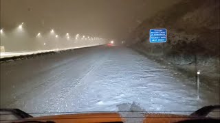 Trucking at Night in the Rockies With a Light Trailer During a Snow Storm First Snow Trip [upl. by Debarath]