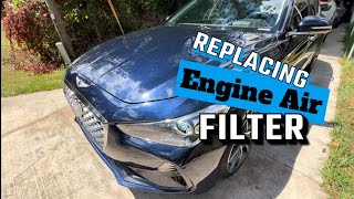 20T GENESIS G70  KIA STINGER  20182023  HOW TO REPLACE ENGINE AIR FILTER [upl. by Kelson]