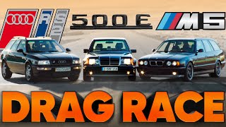 The Fastest 5seaters of the 1990s — W124 500E v RS2 v M5 Touring  ND2 — Cammisa Ultimate Drag Race [upl. by Jenny]