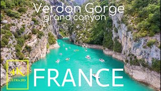 Verdon Gorge A Canyon in FRANCE in 4K Ultra HD  Kayak in Crystal Clear Water HikingDrone Tour [upl. by Adnilram]