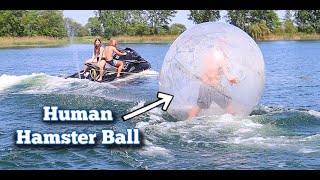 We Pulled A Human Sized Hamster Ball Behind A JET SKI [upl. by Ayrolg]