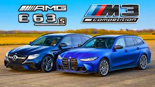 BMW M3 Touring v AMG E63 S Estate DRAG RACE [upl. by Meter]