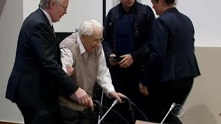 93yearold Nazi guard on trial for his role at Auschwitz [upl. by Aerdnael651]