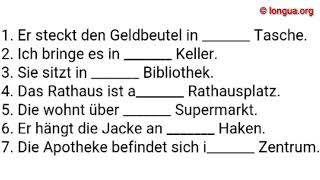 A1 A2 B1 B2 C1 Übungen Wechselpräpositionen Akkusativ Dativ in an auf über unter vor [upl. by Hellman379]