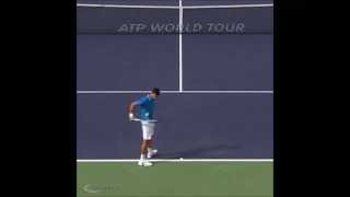 AMAZING Novak Djokovic Catches Federer Return On Racket [upl. by Ak]