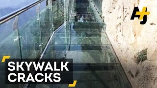 Tourists Scream As Glass Skywalk In China Cracks [upl. by Virgel]