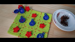 102 Crochet Placemat Tic Tac ToeChristmas Gift 創意小玩意禮物 [upl. by Ahcim]