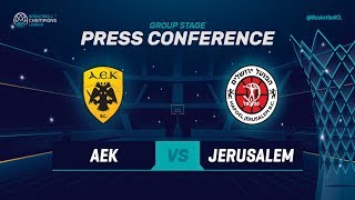 AEK v Hapoel Jerusalem  Press Conference  Basketball Champions League 201819 [upl. by Ettezel433]